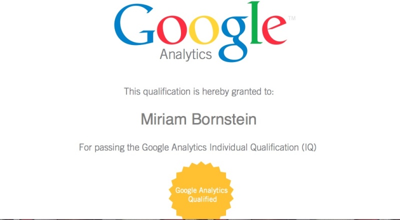 Google Analytics Certified!